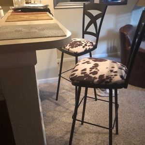Faux cow suede bar stools 33 inches high